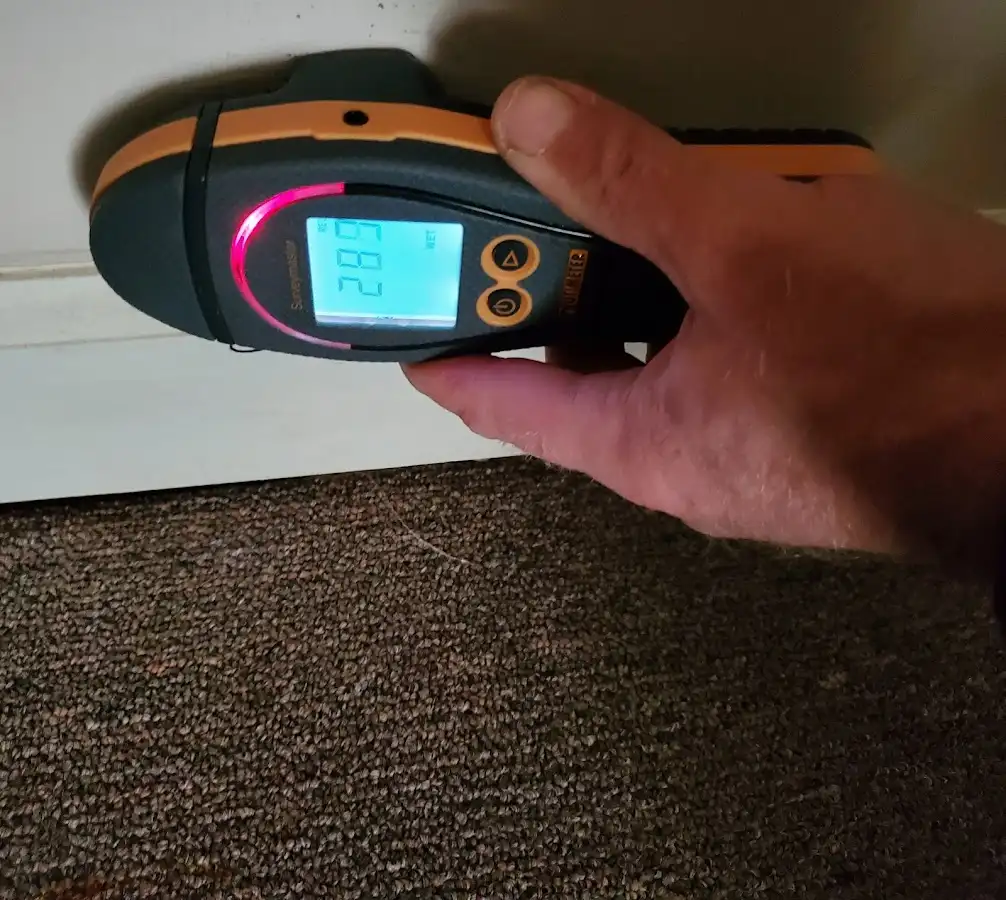 Moisture detection at baseboard during Mold Inspection & Testing in Huntsville
